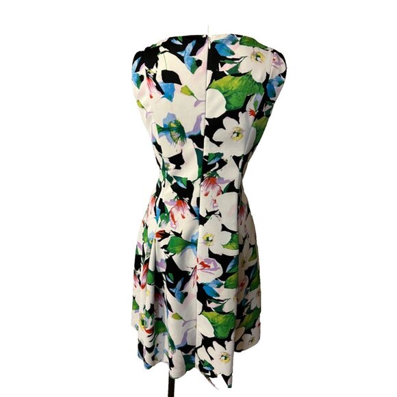 American Living Ralph Lauren Dress 16 Blue Ivory Floral A Line Stretch Washable - Picture 4 of 11